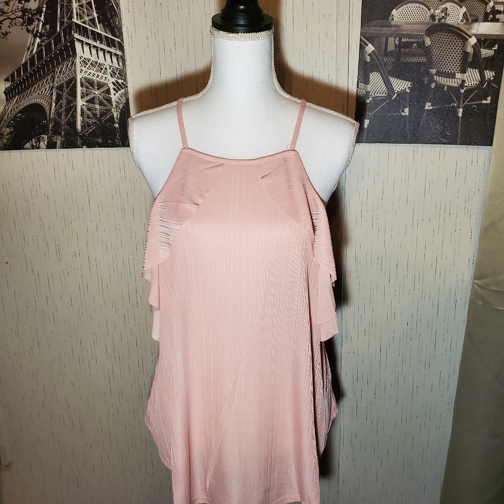 Rose Colored Ruffle Tank Top